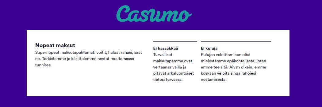 Casumo Casinon Kotiutusajat ja -rajat